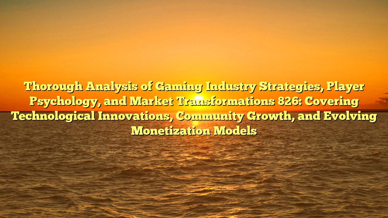 Thorough Analysis of Gaming Industry Strategies, Player Psychology, and Market Transformations 826: Covering Technological Innovations, Community Growth, and Evolving Monetization Models