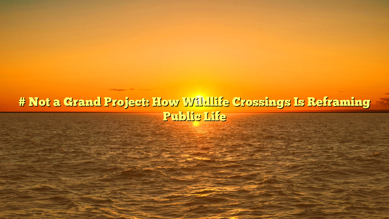 # Not a Grand Project: How Wildlife Crossings Is Reframing Public Life